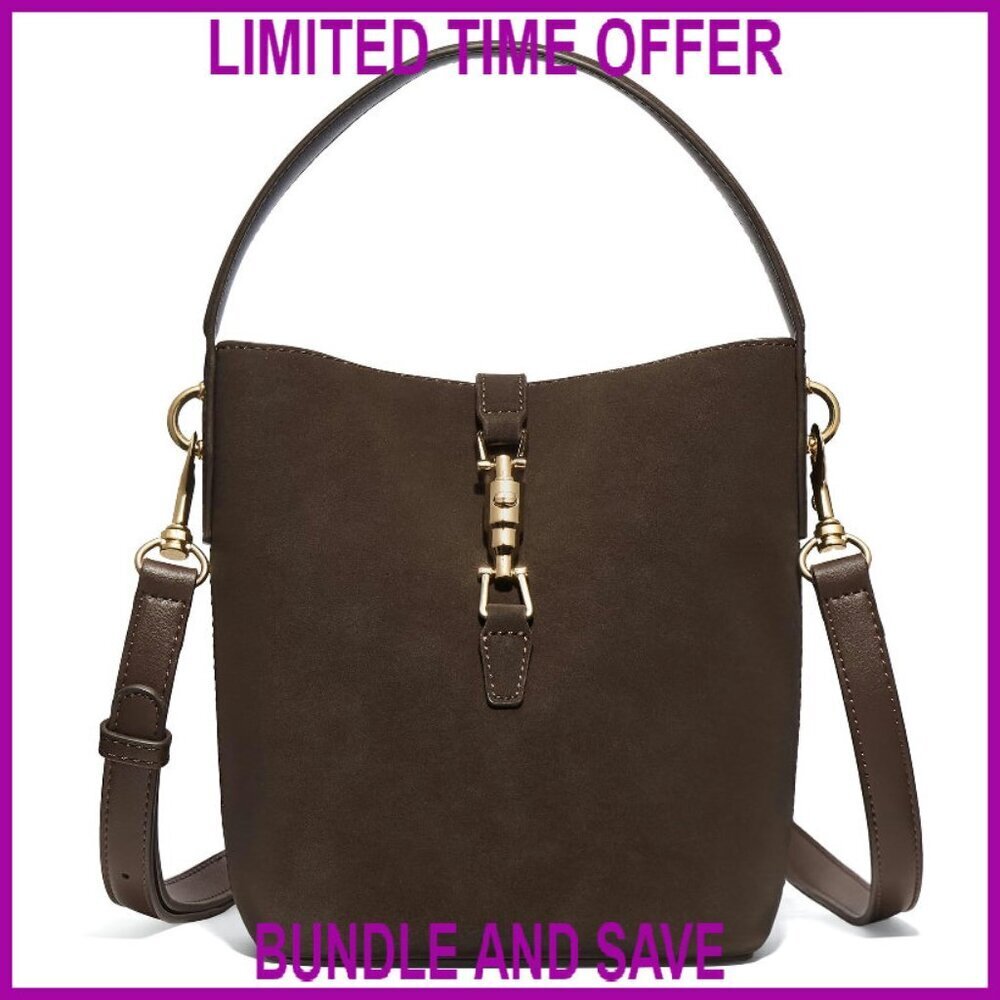 Small Vegan Leather Bucket Bag Crossbody Shoulder Purse Women's Handbag